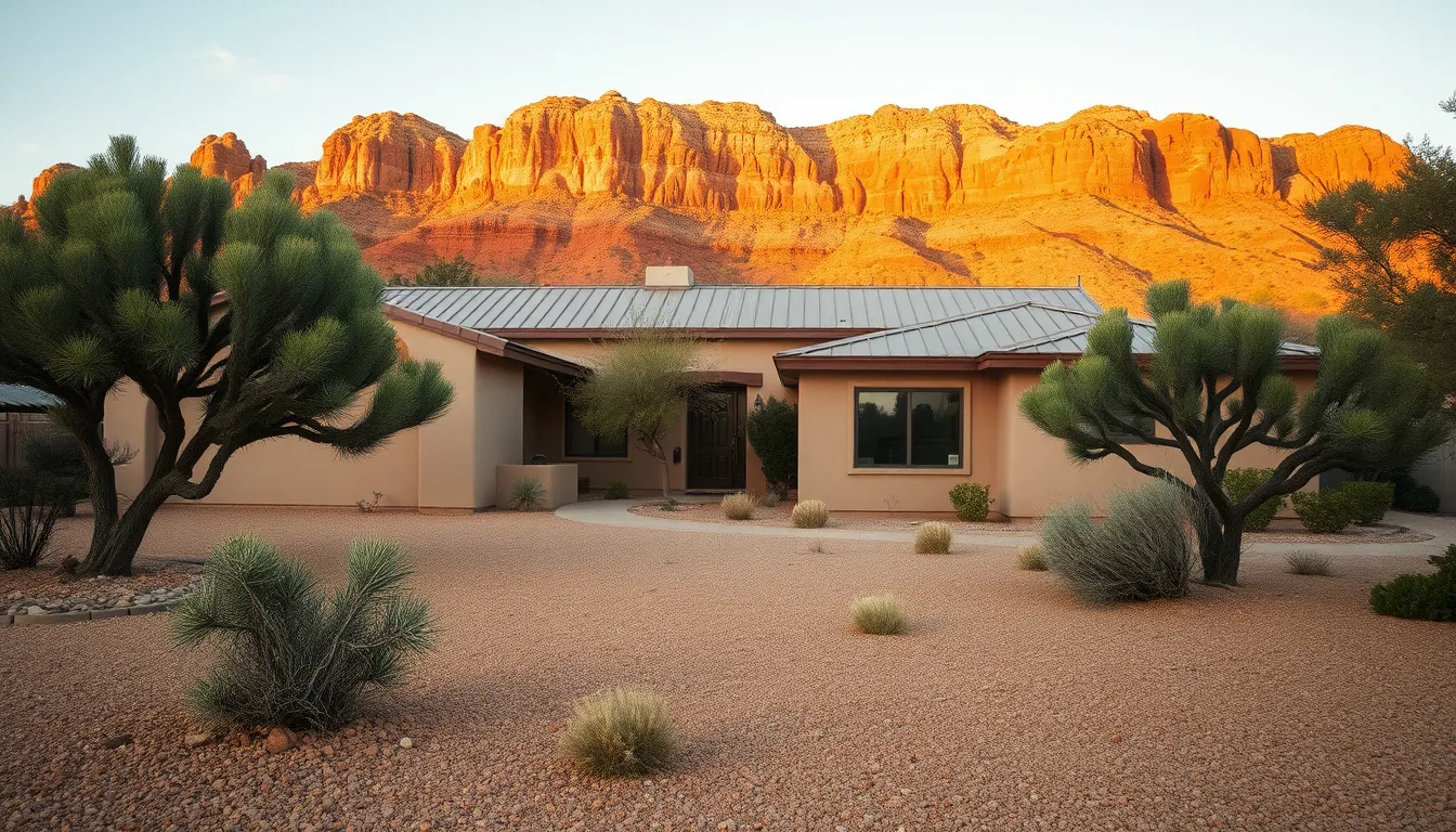 Defensible space around a Sedona stucco home in wildfire country
